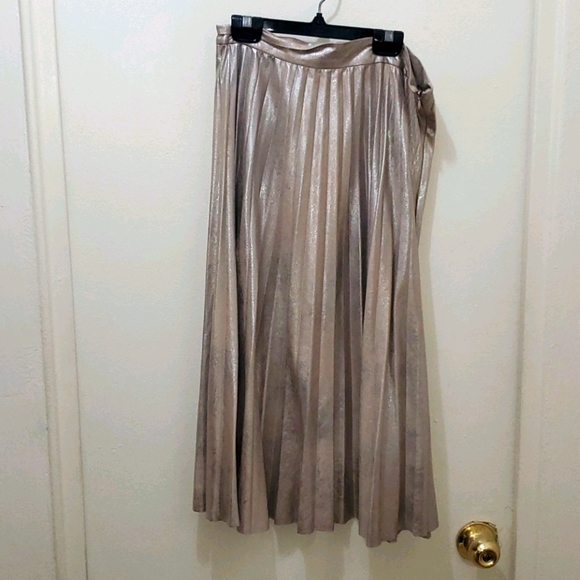 Zara Dresses & Skirts - ZARA - GOLD METALLIC PLEATED MIDI SKIRT